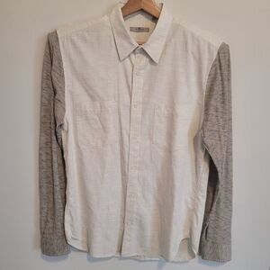 Mens Seven For All Mankind Beige Casual Button Up Shirt Size Large Cotton